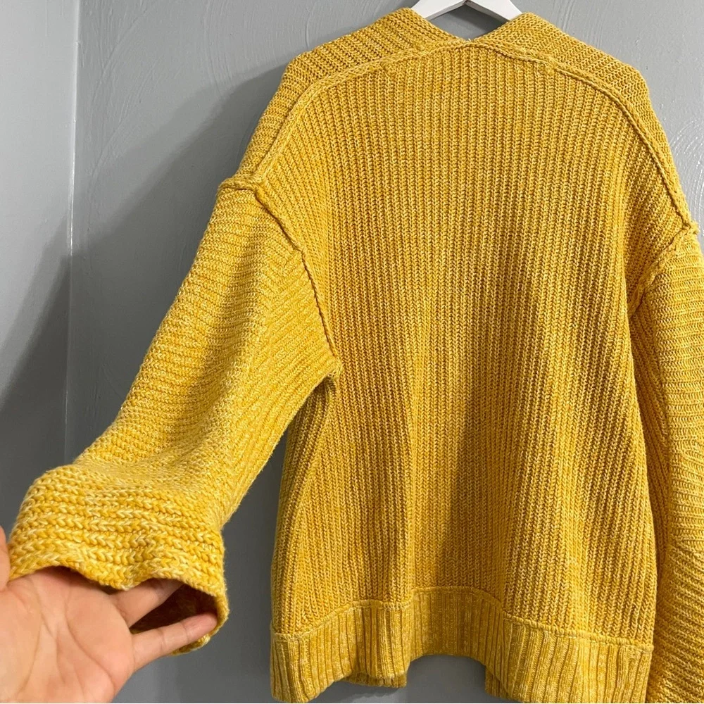 Free People High Hopes Cardi Sweater chunky knit oversized boxy yellow